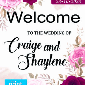 Welcome Board Burgundy Floral